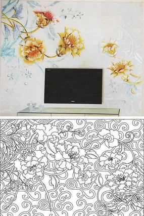 兰花欧式花雕刻图案 兰花欧式花雕刻图案