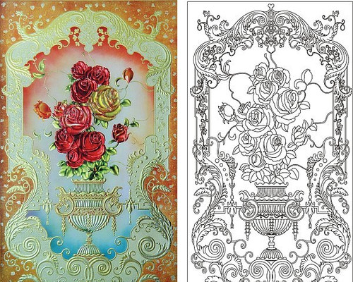 玫瑰花欧式花雕刻图案 玫瑰花欧式花雕刻图案