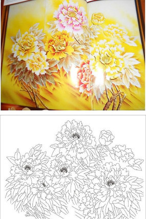 抽象金牡丹雕刻图案 抽象金牡丹雕刻图案