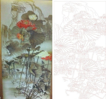 荷花莲花雕刻图案 荷花莲花雕刻图案