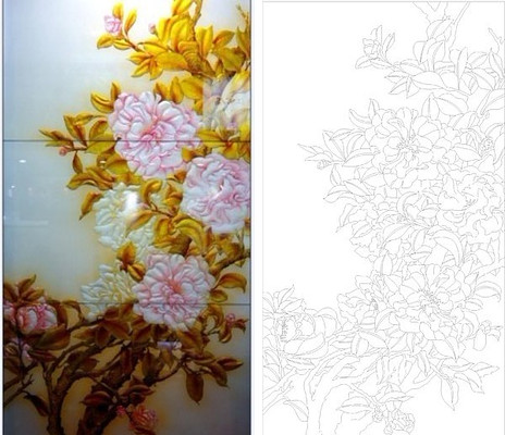 牡丹芙蓉花雕刻图案 牡丹芙蓉花雕刻图案