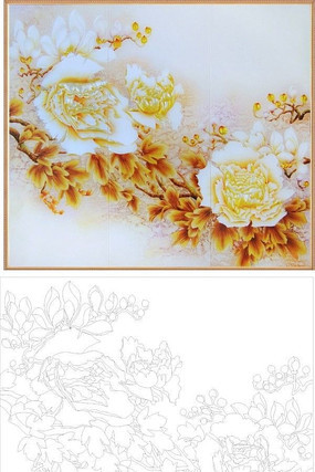 牡丹玉兰雕刻图案 牡丹玉兰雕刻图案