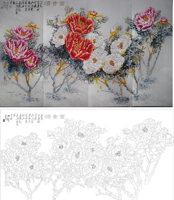 富贵颂雕刻图案 富贵颂雕刻图案