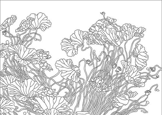 荷花莲花雕刻图案 荷花莲花雕刻图案