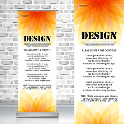 绚丽橘红色几何花瓣唯美易拉宝 绚丽橘红色几何花瓣唯美易拉宝