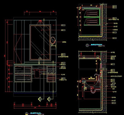 酒店标间洗手台CAD施工详图 酒店标间洗手台CAD施工详图