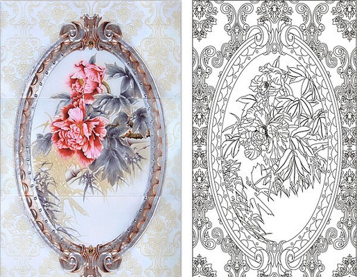 牡丹欧式花雕刻图案 牡丹欧式花雕刻图案