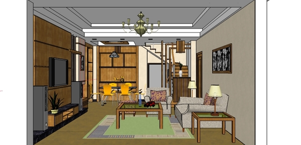 家装客厅精细模型 家装客厅精细模型