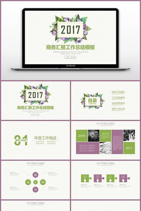 ����ɫ���Ƽ�Լ�����ܽ�PPTģ��