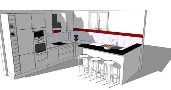 简洁家庭厨房吧台模型 简洁家庭厨房吧台模型