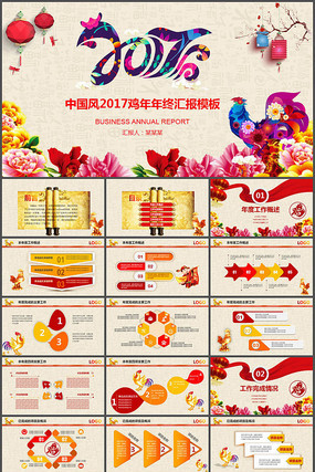 经典2017鸡年年终汇报ppt模板 经典2017鸡年年终汇报ppt模板