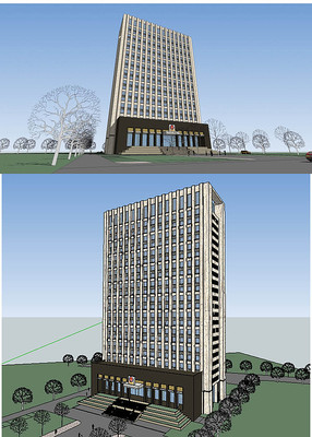 高层办公楼建筑草图大师SU模型 高层办公楼建筑草图大师SU模型