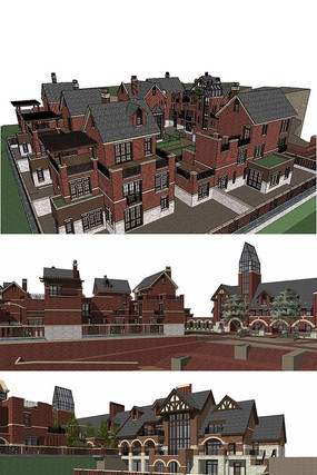 英伦风格建筑草图大师SU模型 英伦风格建筑草图大师SU模型