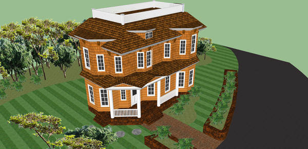 橙色墙体别墅模型 橙色墙体别墅模型