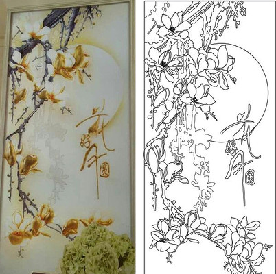 花好月圆玉兰花雕刻图案 花好月圆玉兰花雕刻图案