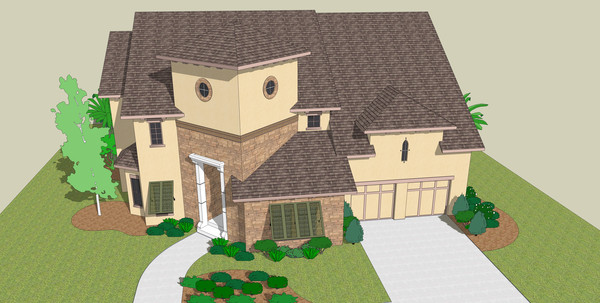 棕色屋顶别墅模型 棕色屋顶别墅模型