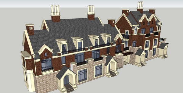 双拼两层别墅模型 双拼两层别墅模型