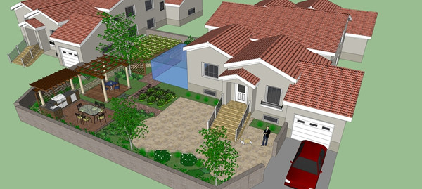 红瓦别墅庭院景观 红瓦别墅庭院景观