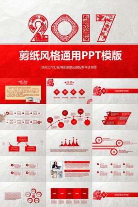2017��ֽ������㱨�ܽ�ͨ��PPTģ��
