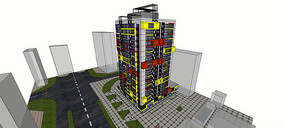 ��ɫǽ��칫��¥ģ��