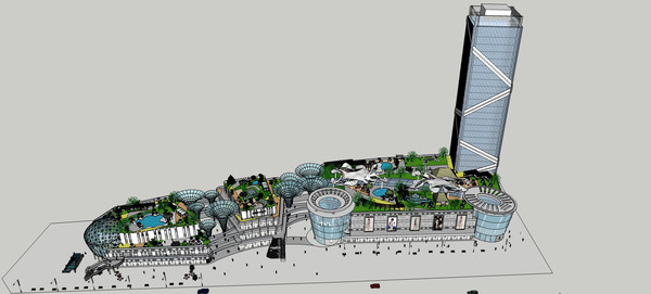 带楼顶休闲场所商场模型 带楼顶休闲场所商场模型