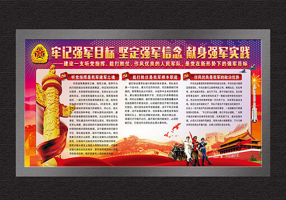 强军目标党政建设文化墙展板 强军目标党政建设文化墙展板