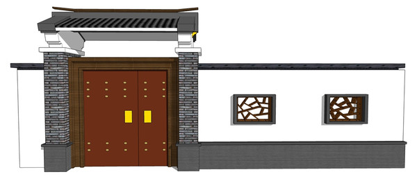 新中式园林大门模型 新中式园林大门模型