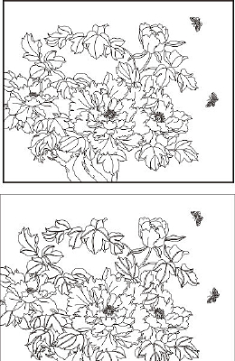 牡丹蝴蝶雕刻图案 牡丹蝴蝶雕刻图案