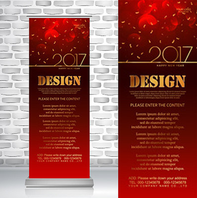 2017红色喜庆易拉宝 2017红色喜庆易拉宝