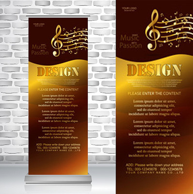 金色音符音乐易拉宝 金色音符音乐易拉宝