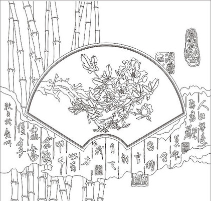 牡丹竹子雕刻图案 牡丹竹子雕刻图案