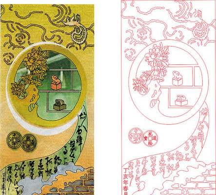 牡丹瓶子雕刻图案 牡丹瓶子雕刻图案