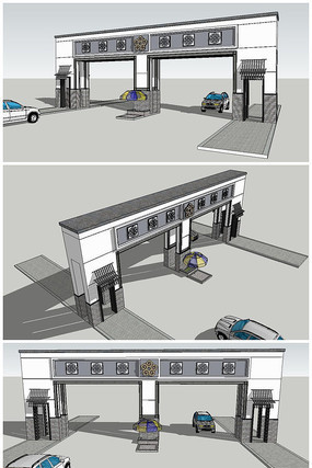 古典中式大门SU模型 古典中式大门SU模型