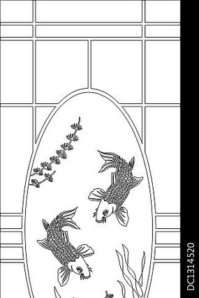 海底游鱼雕刻图案 海底游鱼雕刻图案