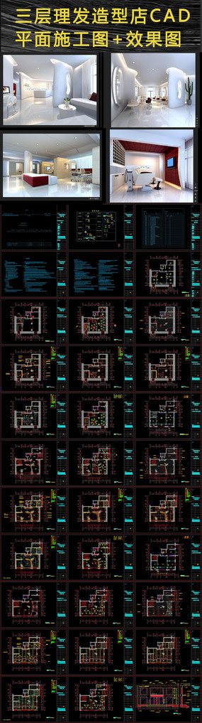 �����������͵�CADƽ��ʩ��ͼ+Ч��ͼ