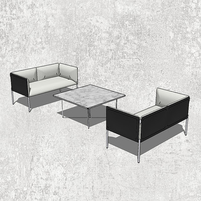 黑白双人桌椅 黑白双人桌椅