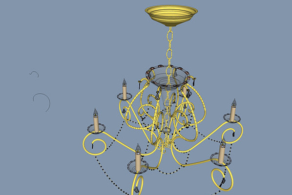 金色架吊灯模型 金色架吊灯模型