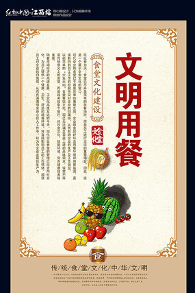 中国风食堂文化展板之文明用餐 中国风食堂文化展板之文明用餐