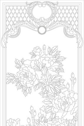 牡丹花玄关雕刻图案 牡丹花玄关雕刻图案