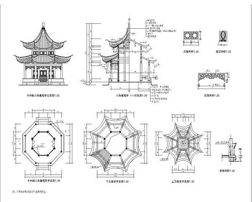 中式古典八角亭
