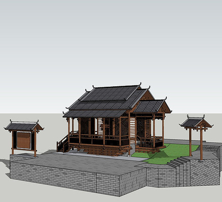 ��ʽľ�ʾ��۹���ͤ��ģ�� skp