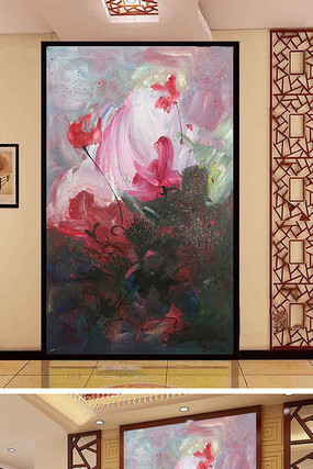 抽象油画玄关背景墙 抽象油画玄关背景墙