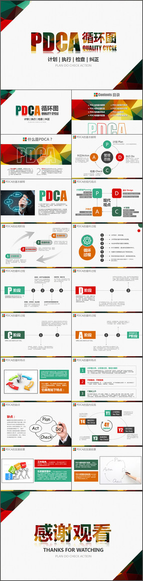 PDCAѭ��ͼ��̬PPTģ��