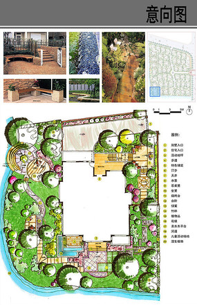 庭院設計彩平濱水廣場特色鋪地木棧道平面圖景觀設計索引平面圖節點噴