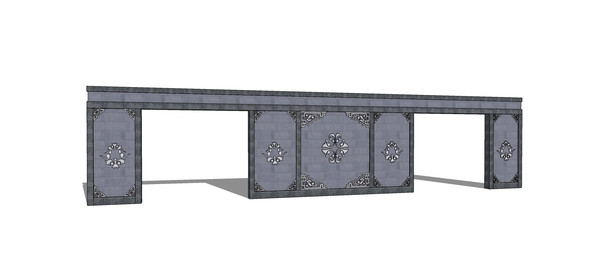 中式雕花景墙模型 中式雕花景墙模型