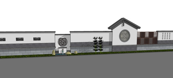 中式文化景墙模型 中式文化景墙模型