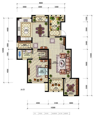 PSD分层住宅户型填彩平面图 PSD分层住宅户型填彩平面图