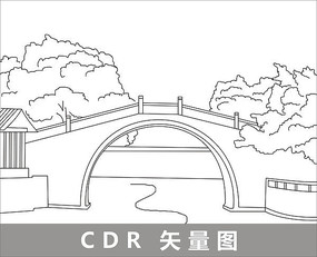 苏州古桥简笔画图片