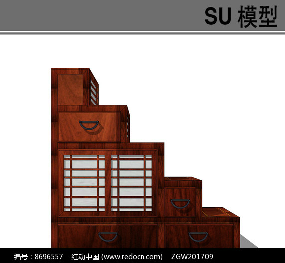 日式台阶风格柜子模型