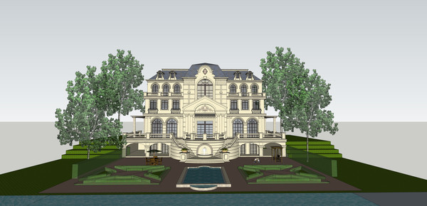 法式别墅独栋模型 法式别墅独栋模型